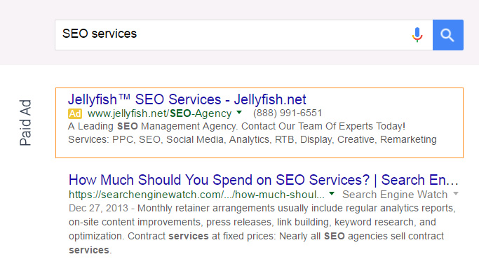 Google Adwords Paid Example